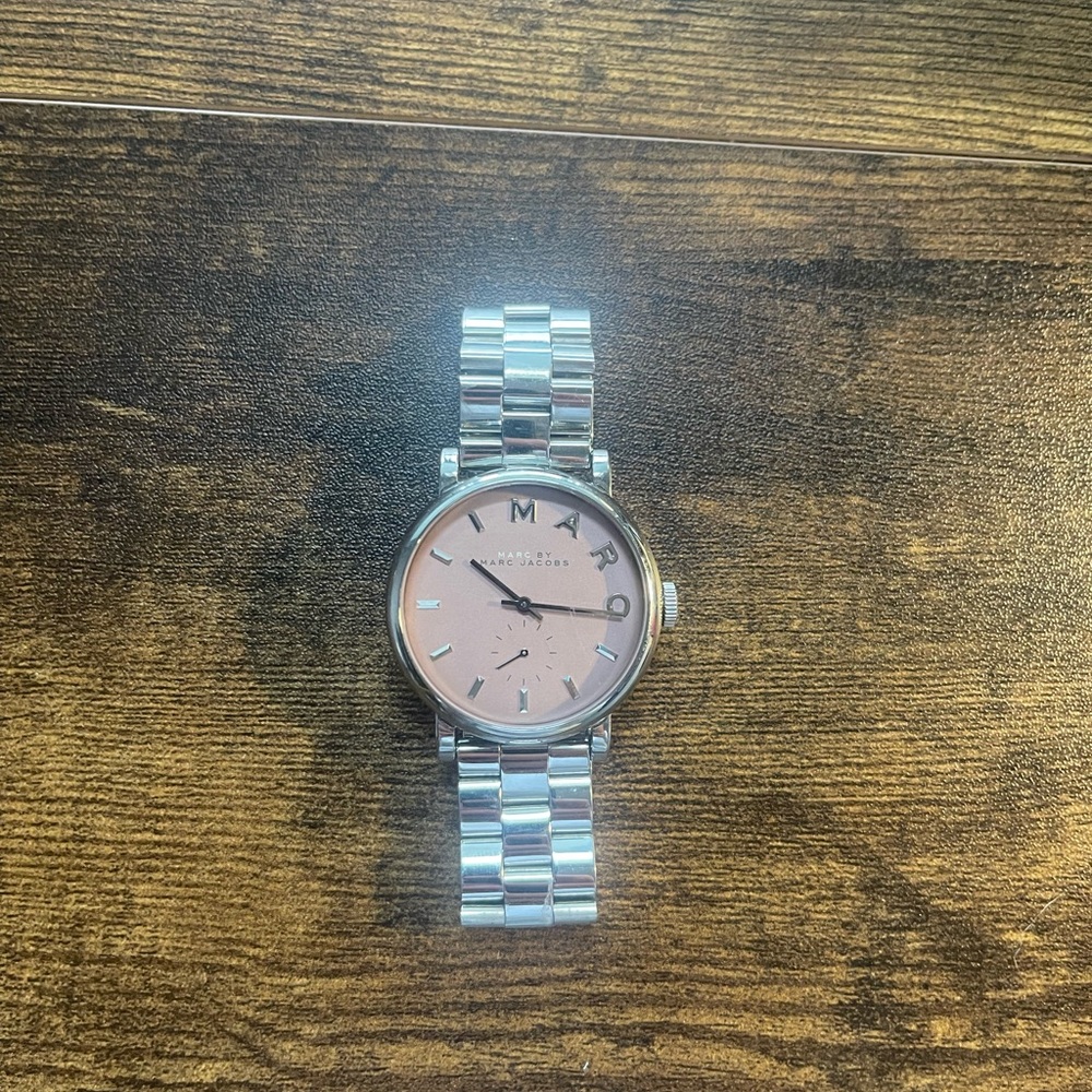 MARC by Marc Jacobs silver watch with rose colored face